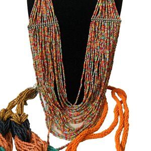 Lot of 3 preloved Beaded necklace Chunky Multi-Color Necklace Unique jewelry